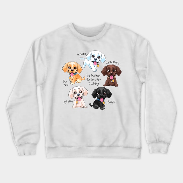 Set of cute little puppy Labrador Retriever Crewneck Sweatshirt by kavalenkava